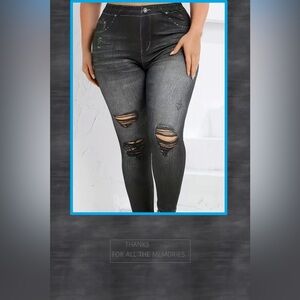 Slim Ripped Jeggings, Casual High Waist Long Length Leggings, Women's Clothing